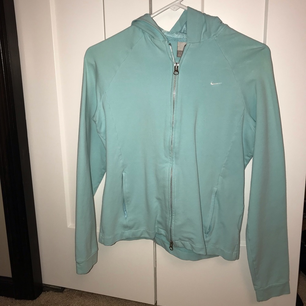 Light blue nike zip-up hoodie